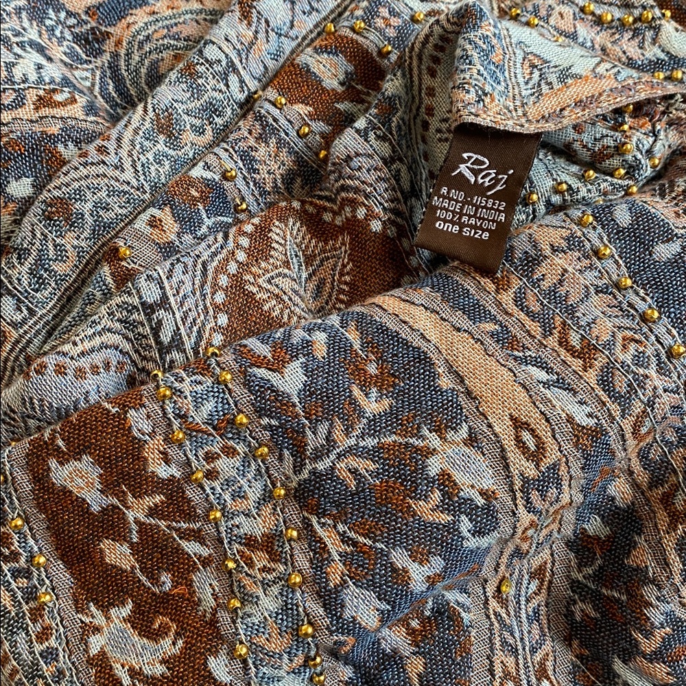 Raj Pashmina Scarf Embroidered Paisley Floral Made In India - Picture 13 of 13
